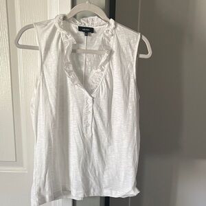 ME+EM White Ruffled Sleeveless Blouse